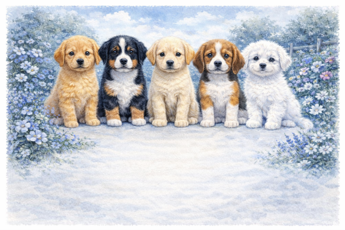 Plaque maison décor Chiots, impression UV, à personnaliser
