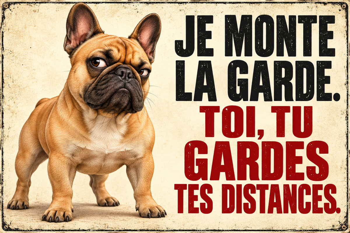 Plaque humoristique bouledogue français