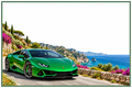 Plaque maison personnalisable – Lamborghini verte – 10 × 15 cm — fond blanc, sans numéro ni nom