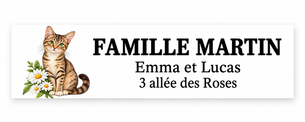 Plaque boîte aux lettres personnalisée avec décor – 10 × 2,5 cm