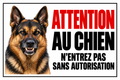 Plaque Attention au chien berger allemand – N’entrez pas sans autorisation – cadre noir – 30 × 20 cm