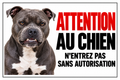 Plaque Attention au chien staffy – N’entrez pas sans autorisation – cadre noir – 30 × 20 cm