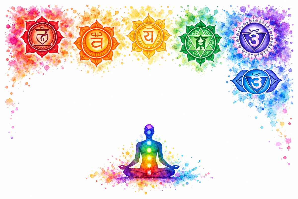Plaque maison décor Chakras et couleurs – À personnaliser – fond blanc, sans personnalisation