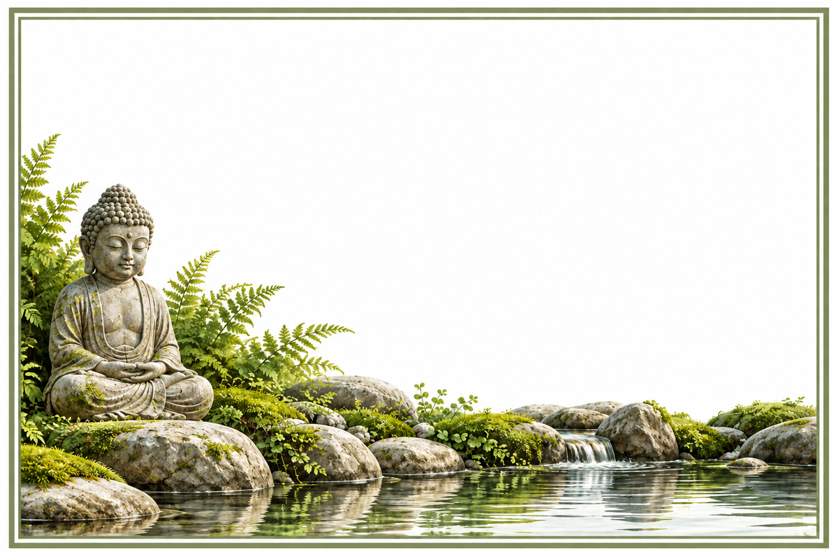 Plaque maison personnalisable – Zen Bouddha – 10 × 15 cm – fond blanc, sans personnalisation