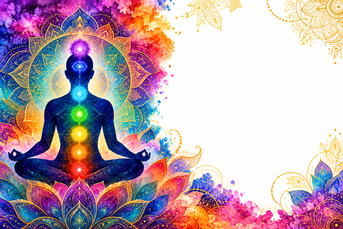 Plaque maison personnalisable – Zen Chakras et mandalas – 10 × 15 cm – décor multicolore et fond blanc, sans personnalisation