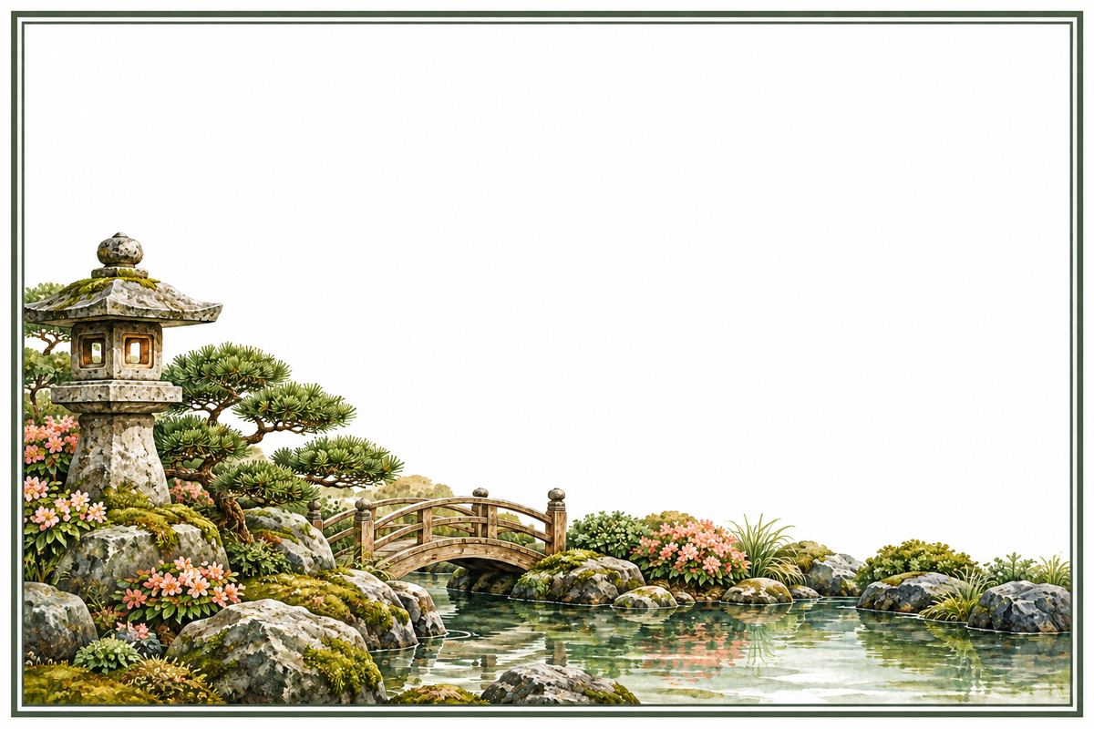 Plaque maison personnalisable – Zen Jardin japonais – 10 × 15 cm – fond blanc, sans personnalisation