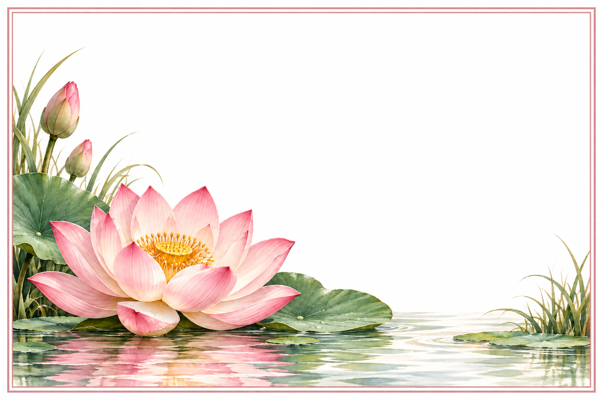 Plaque maison personnalisable – Zen Lotus – 10 × 15 cm – fond blanc, sans personnalisation