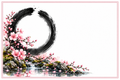 Plaque maison Zen enso-japonais sur fond blanc, sans numéro ni nom